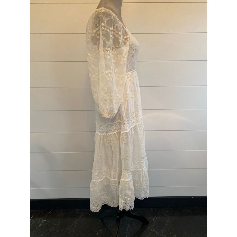 A Collective Story Peasant Boho Tiered Maxi Dress White size Small NWT - Picture 8 of 16